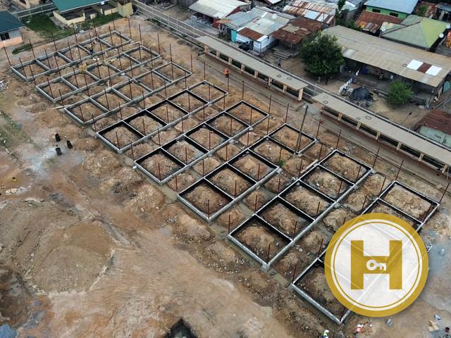 Aerial progress — block foundations